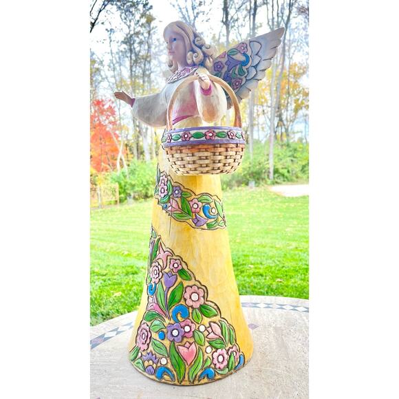 Jim Shore Angel Figurine Basket 21.5” Large Statue Stone Resin Sculpture Vtg '06 - Picture 10 of 16